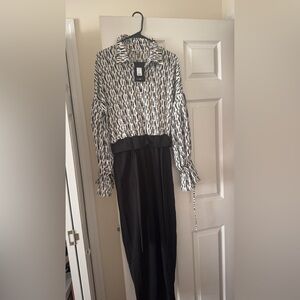 Black and white business jumpsuit